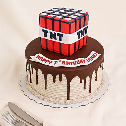 Minecraft Tnt Birthday Cake: Eggless Cakes
