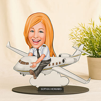 Personalized Caricature for Female Pilot: Boss Day Gifts
