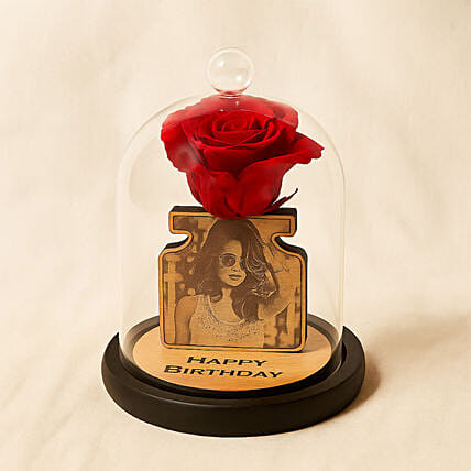 Persoanlised Red Forever Rose Arrangement: Personalised Engraved Gifts