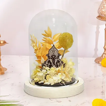 Ganesha Preserved Flower Dome: Deepavali Flowers