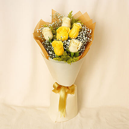 White and Yellow Roses Bouquet: Florist Tampines
