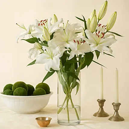 Happiness With Sweet Lilies Arrangement: White Flowers