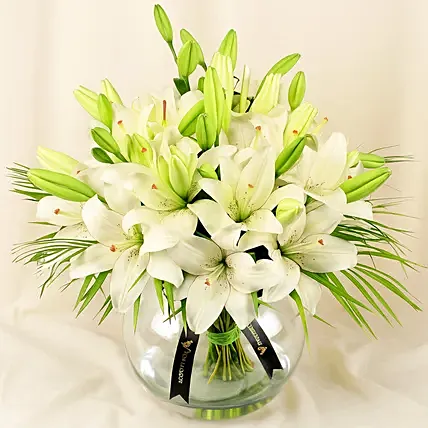 Lilies Happiness Vase Arrangement: 