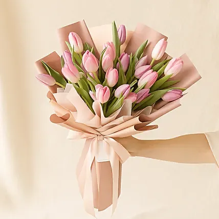 Lovely Pink N Light Purple Tulips Bouquet: Birthday Flowers Singapore