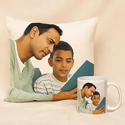 Cuddly personalized cushion and coffee mug: 