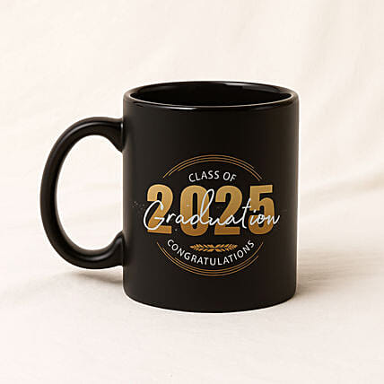 Graduation Black Printed Mug: Mugs 