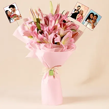 Personalised Passionate Oriental Pink Lilies: Personalised Anniversary Gifts