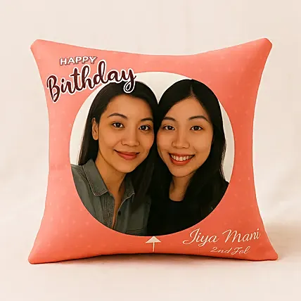 Personalised Pink Birthday Cushion: For Birthday
