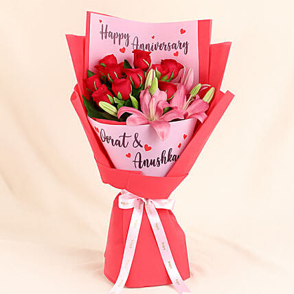 Red Love Personalised Blooms: Personalised Anniversary Gifts