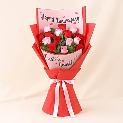 Romantic Rose Radiance Bouquet: Personalised Anniversary Gifts
