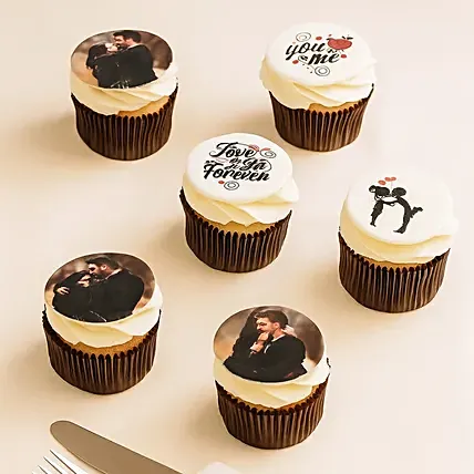 Love You Forever Assorted Photo Cupcakes: Vanilla Cakes