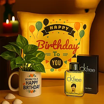 Birthday Bundle with Perfume and Plant: 