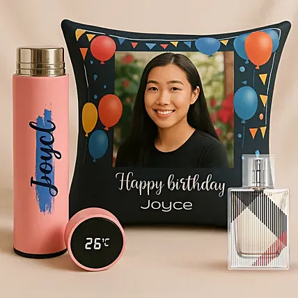 Personalised Cushion and Bottle with Perfume: 