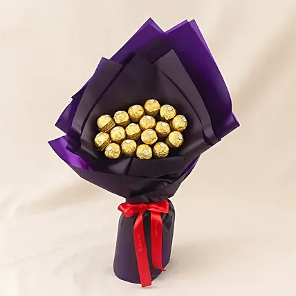 Elegant Blue Ferrero Rocher Bouquet: Apology Gifts Singapore