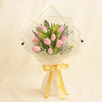Pinkish Tulips Bouquet: Apology Flowers