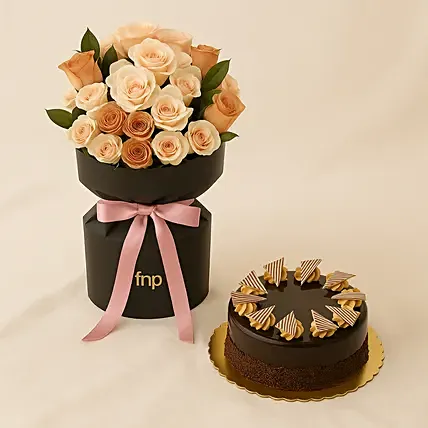 Premium Rose Bouquet with Decadent Cake: Mother's Day Flowers