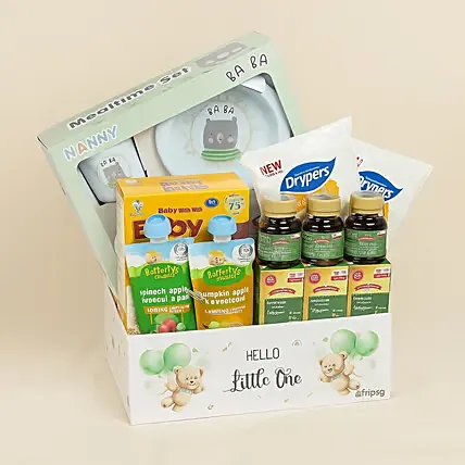 Wooden Tray Basket Baby Care Hamper: Baby Shower Gifts Singapore