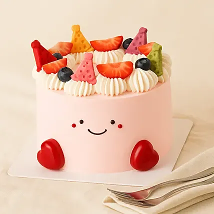 Jellycat Theme Cake with Fresh Fruits & Cream: Birthday Cakes 