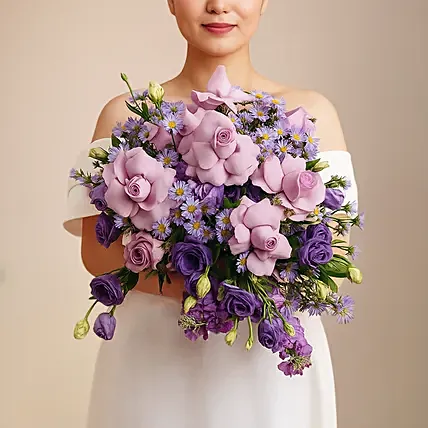 Purple Blooms Wedding Hand Bouquet: Wedding Flowers
