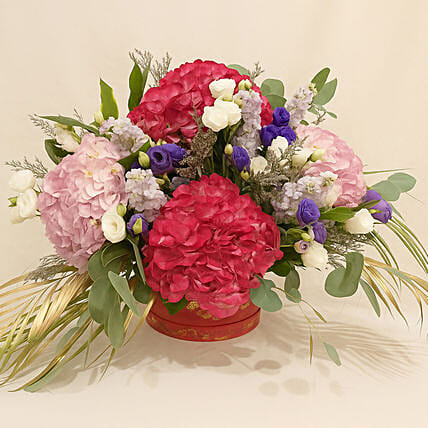 Exotic Mixed Flowers Circular Box: National Day Gifts