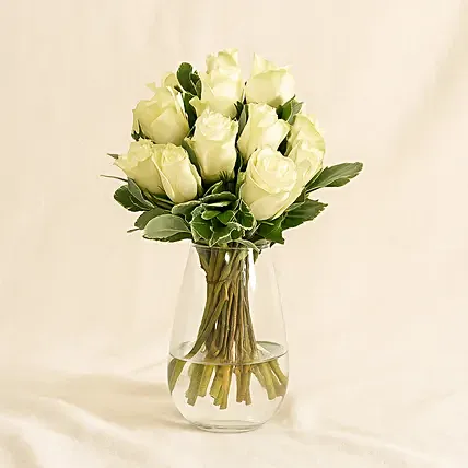 Vase Of Elegant White Roses: Flowers For Women