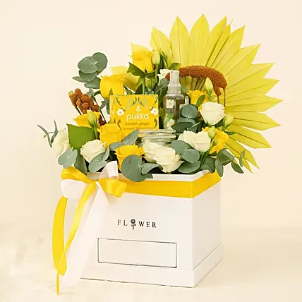 Luxury Tea & Spa Hamper with Fresh Roses N Chocolates: Karwa Chauth Gifts