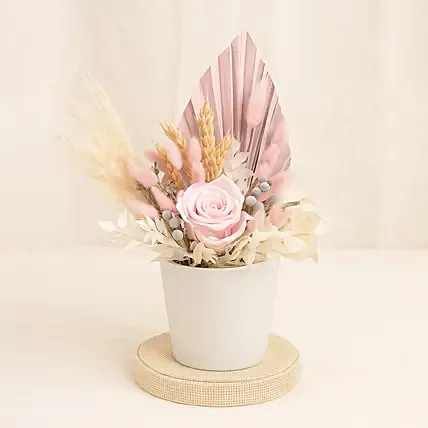 Graceful Pink Preserved Flower Vase: Artificial Flowers