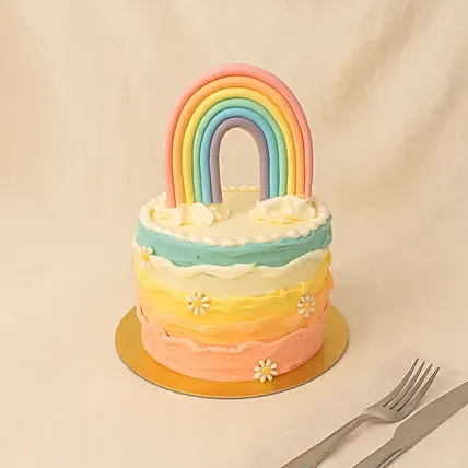 Tempting Cake Rainbow Theme: Students Day Gifts