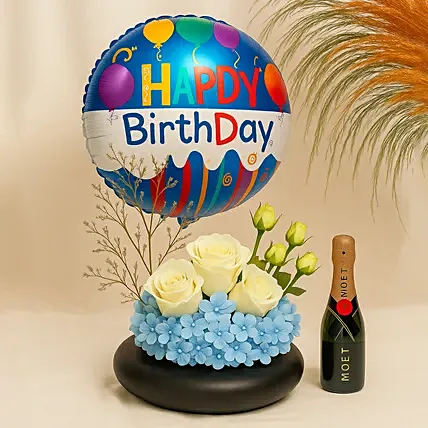 Birthday Celebration Joy Combo: Flowers And Balloon Delivery