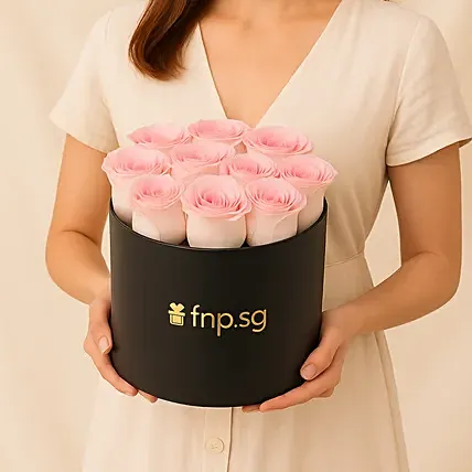 12 Pink Roses in Box: For New Born