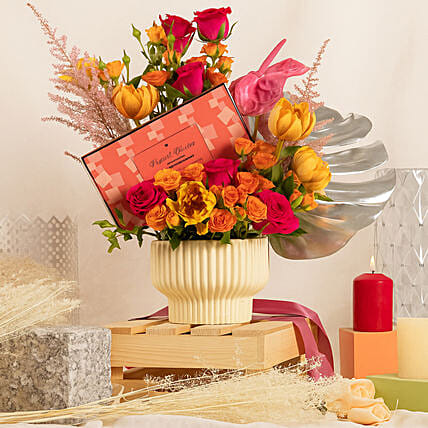 Flowers and Royce Chocolate Box Combo: Graduation Gifts