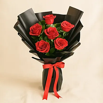 Bunch of Beautiful 6 Red Roses: Anniversary