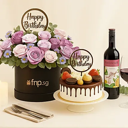 Birthday Flowers Cake & Wine: Birthday Cakes 