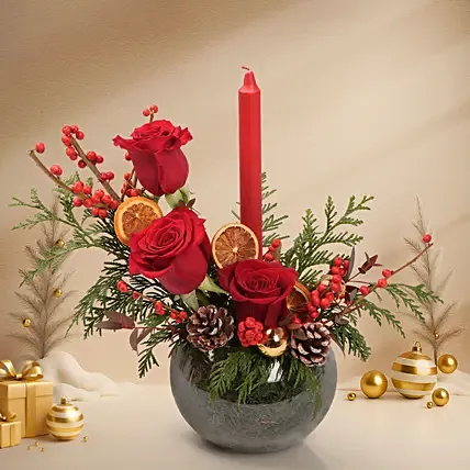 Elegant Christmas Candle Floral Bowl: Last Minute Gifts Singapore