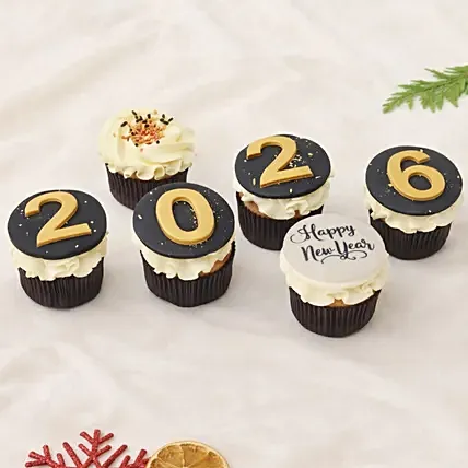 New Year Theme Cup Cakes: Vanilla Cakes