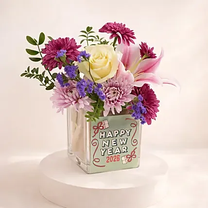 Happy New Year Flower Vase: New Year Flowers