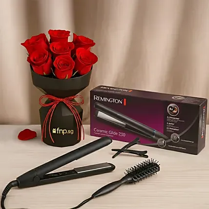 Remington S3700 Ceramic Glide 230 Straightener with Red Roses Combo: 