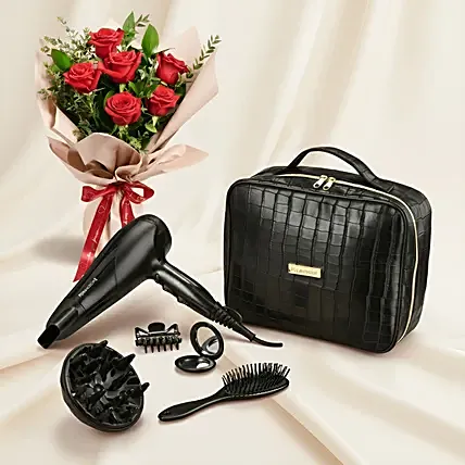 Remington Style Edition Hair Dryer Gift Set with Red Roses Combo: Christmas Combo Gifts