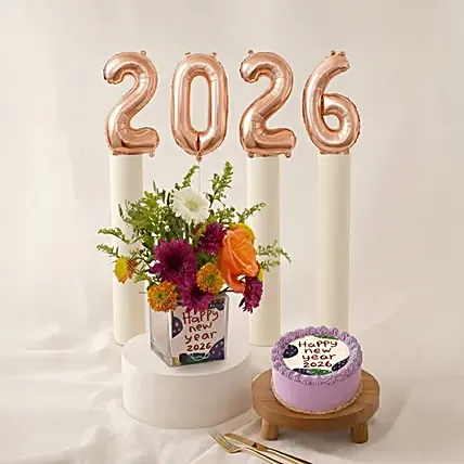 All in One New Year Celebration Combo: New Year Flowers