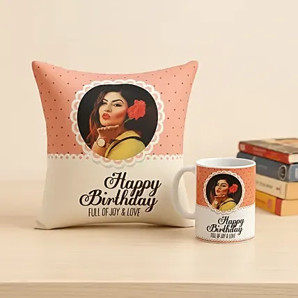 Personalised Photo Mug and Cushion Birthday Gift Combo: Gift Delivery Singapore