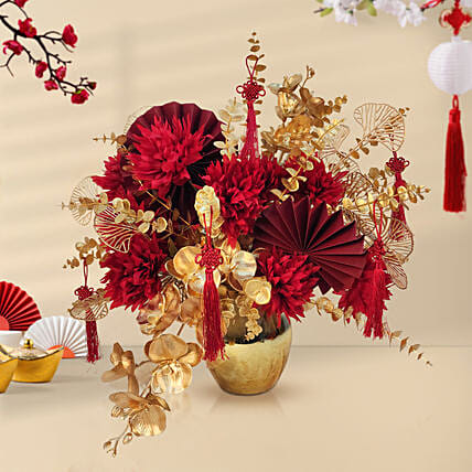 Blossoming Fortune Vase Arrangment: Chinese New Year Flowers