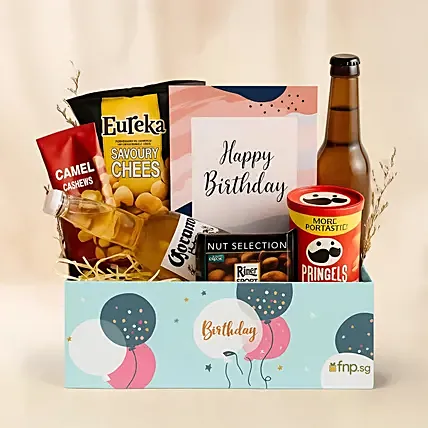 Birthday Wishes Eat n Sip Hamper: Wine Hampers Singapore