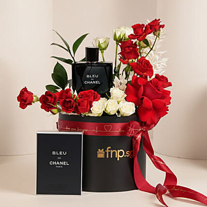Valentine Gift for Him - Perfume and Roses Box: For Valentine's Day
