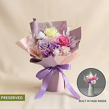 Lilac Dreams Forever 2 in 1 bouquet with built-in vase: Fresh Flowers 