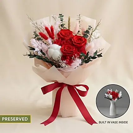 Forever in Bloom Red Rose 2 in 1 bouquet with built-in vase: Anniversary Gifts