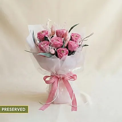 Pink Preserved Roses Bouquet: One Hour Gifts Delivery - Order Before 10 PM