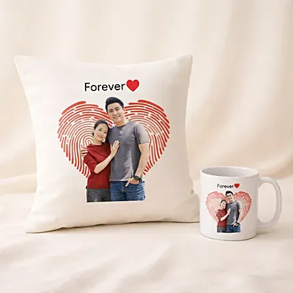 Forever Yours - Personalised Mug n Cushion for Valentines Day: Customized Gifts