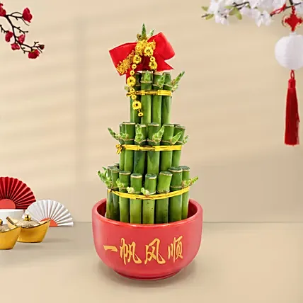 3 Layer Bamboo In Chinese New Year Theme Pot: Last Minute Gifts Singapore