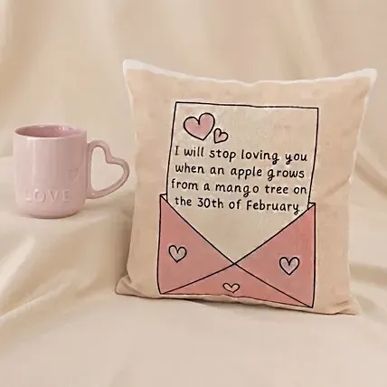 Forever Love Letter Cushion & Mug Set: Customized Cushions