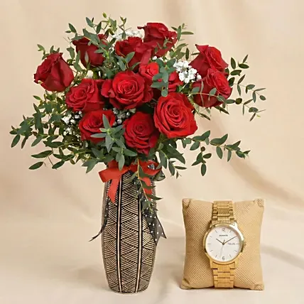 Valentines Day Roses and Watch Gift For Him: Titan Watches Singapore